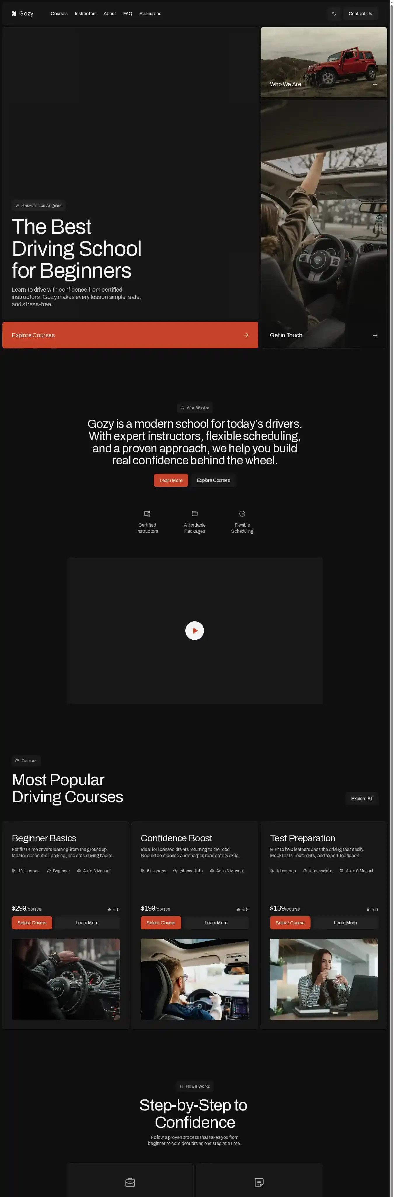 Gozy home page on desktop
