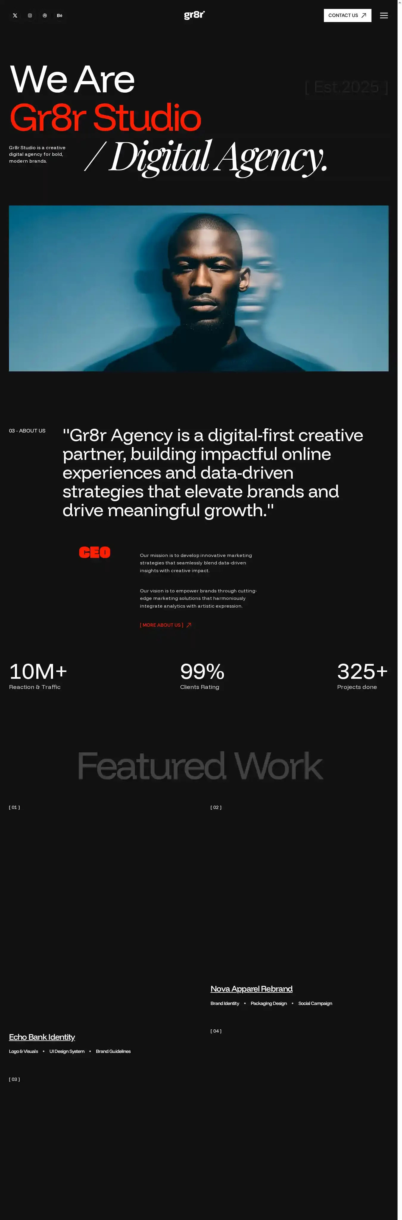 Gr8r Website home page on desktop
