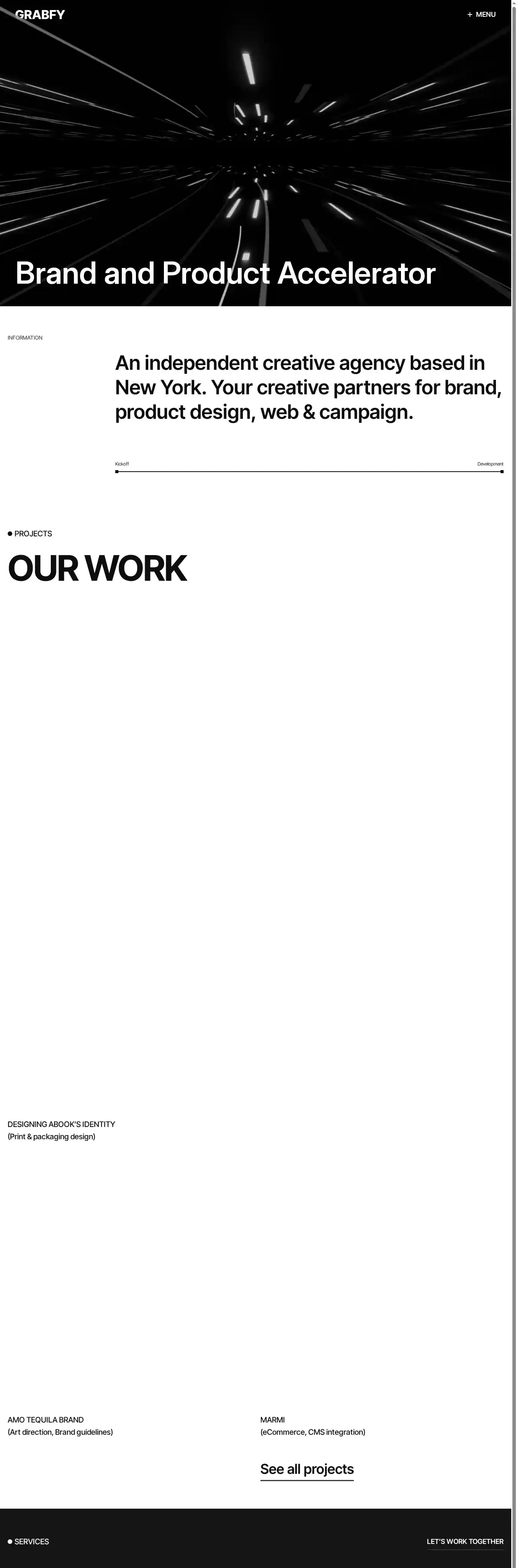 Grabfy home page on desktop