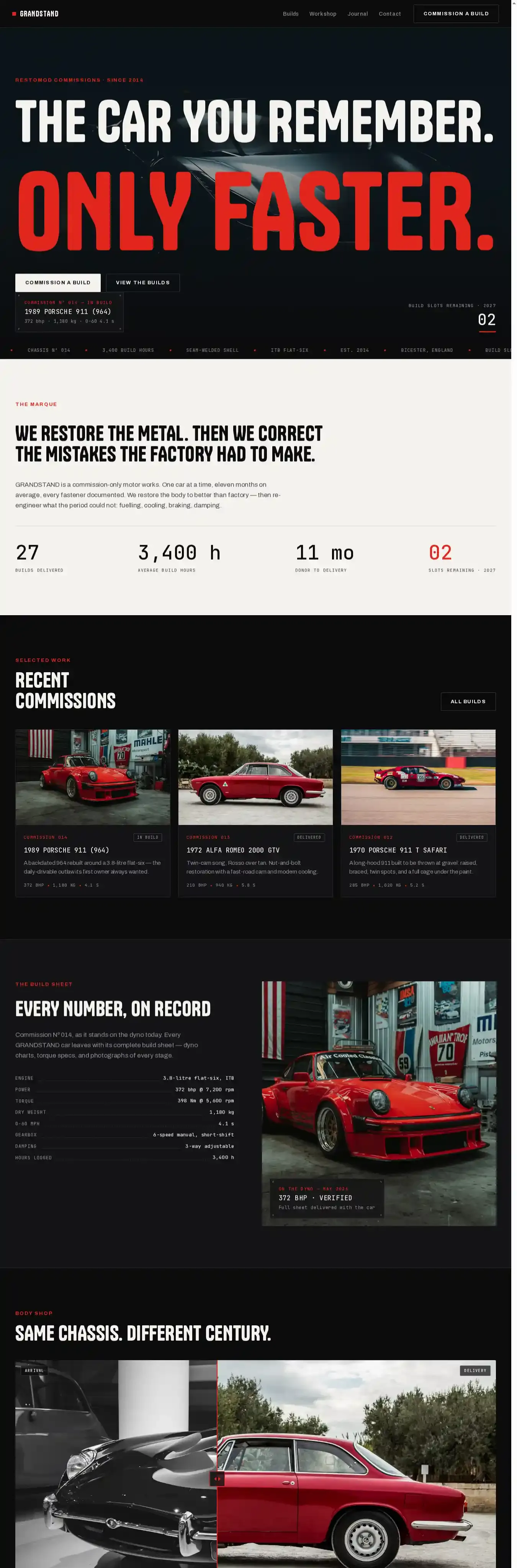 Grandstand home page on desktop
