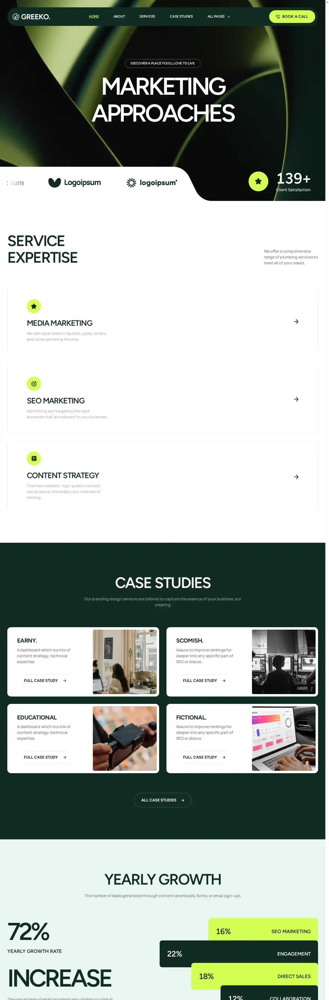 Greeko home page on desktop