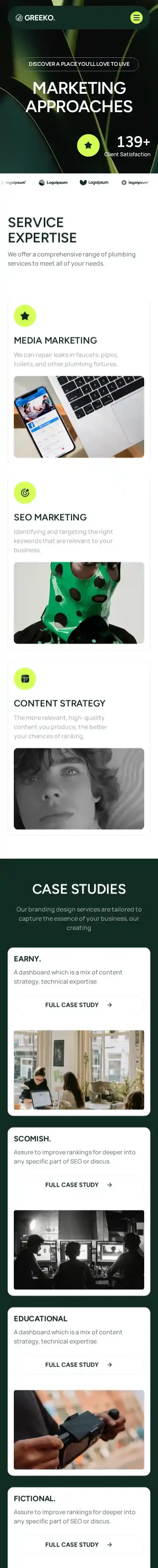 Greeko home page on mobile