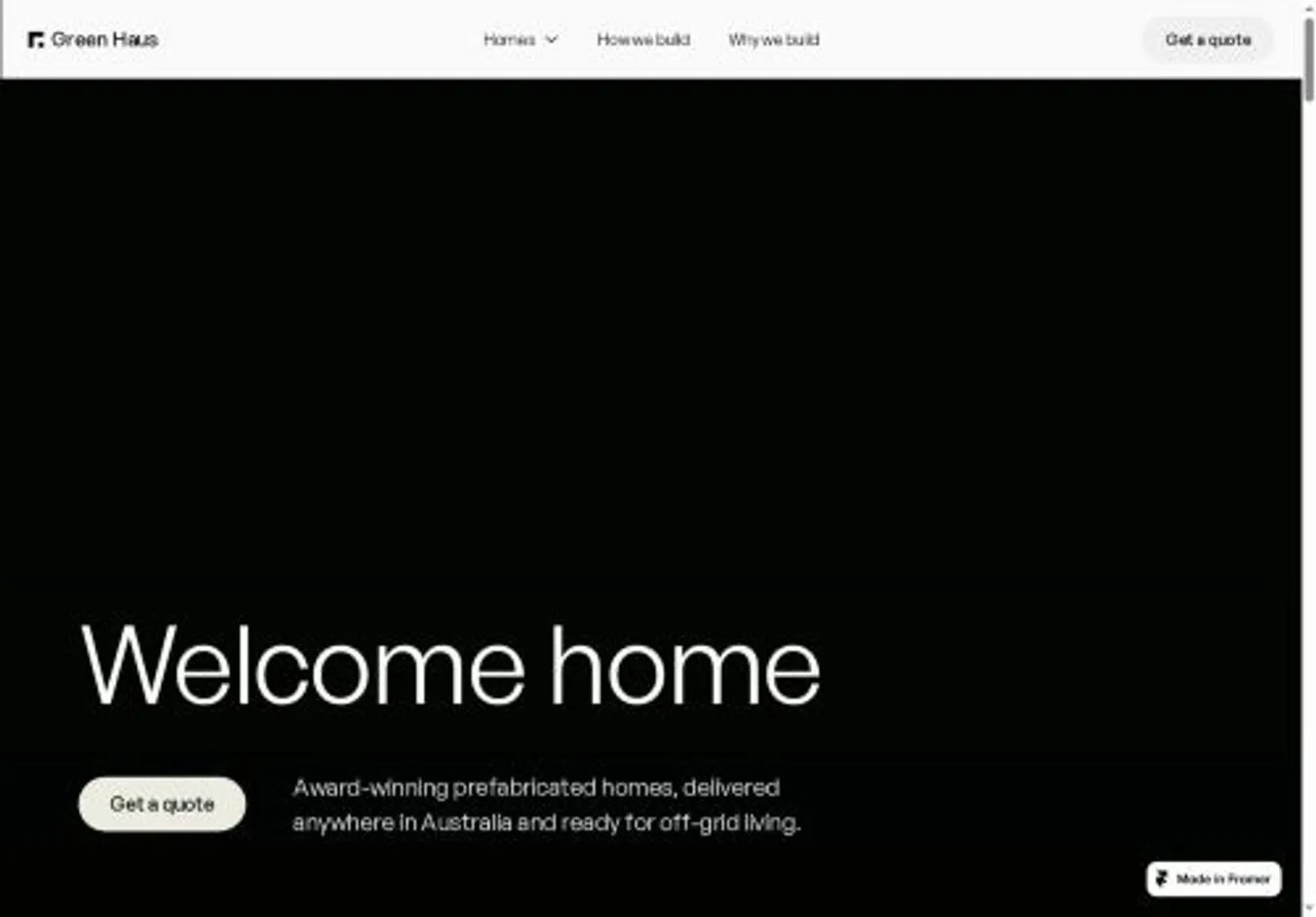 Green Haus ™ home page on desktop