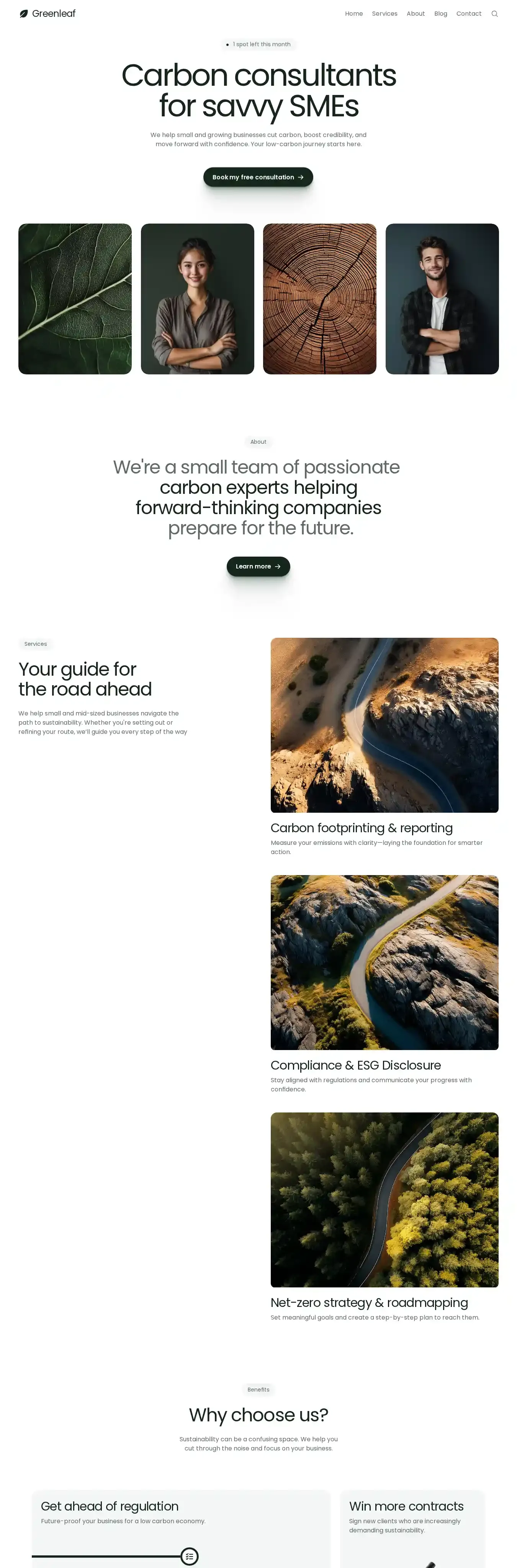 Greenleaf home page on desktop