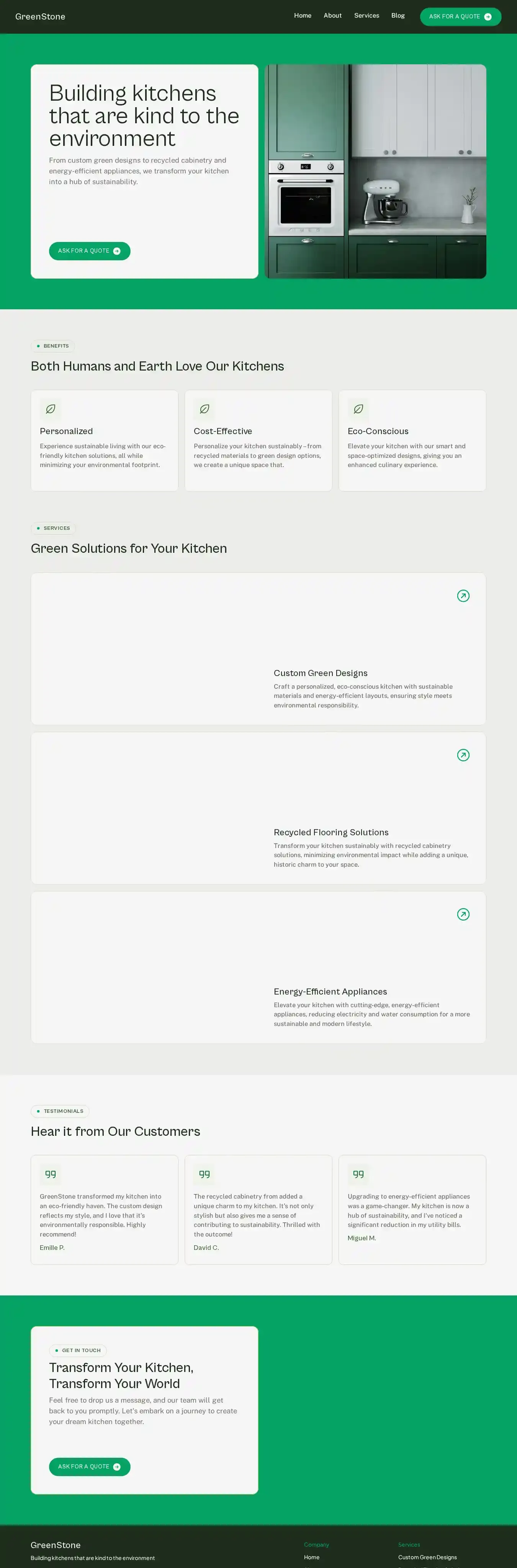 GreenStone home page on desktop