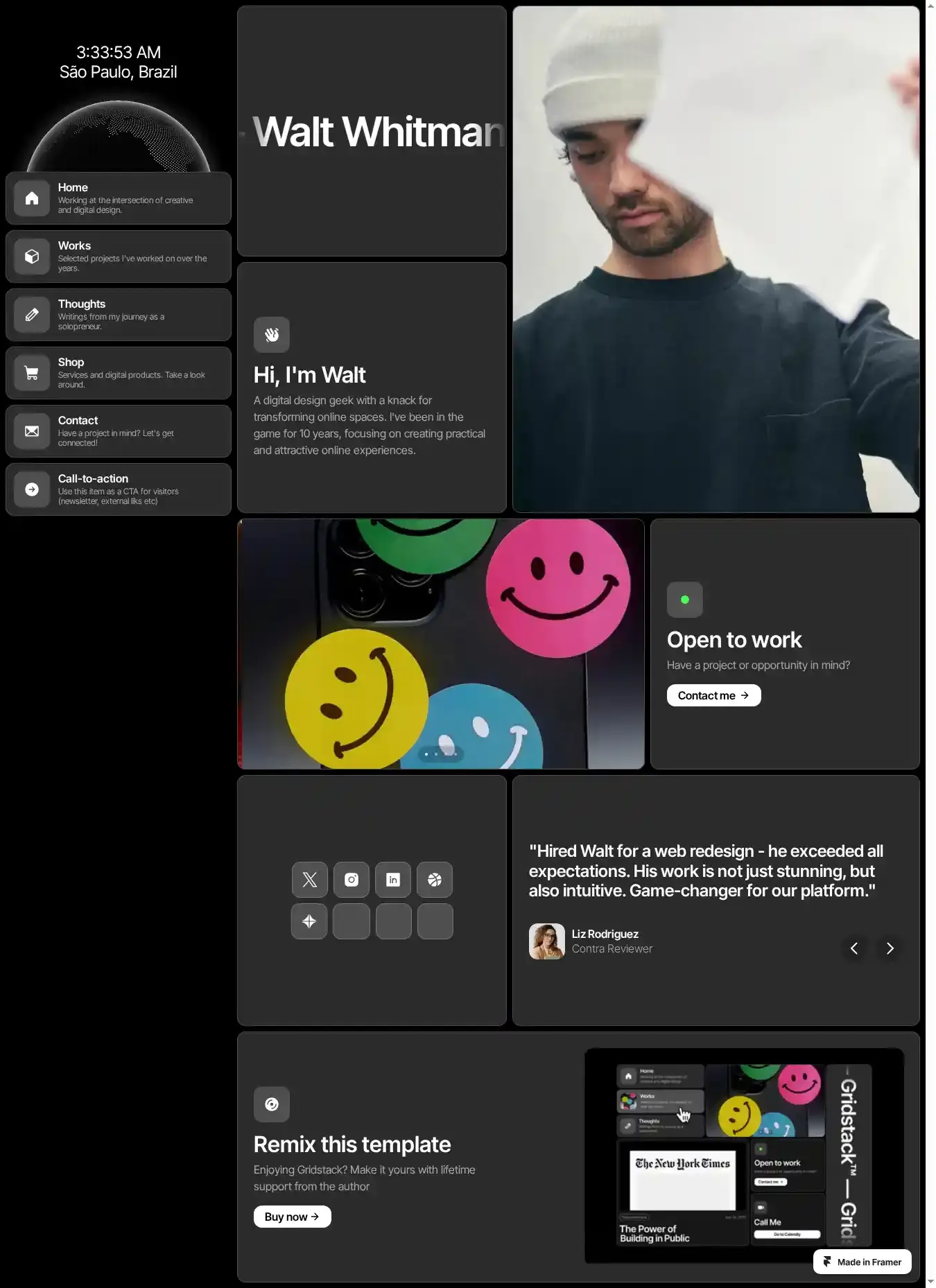 Gridstack 2 home page on desktop
