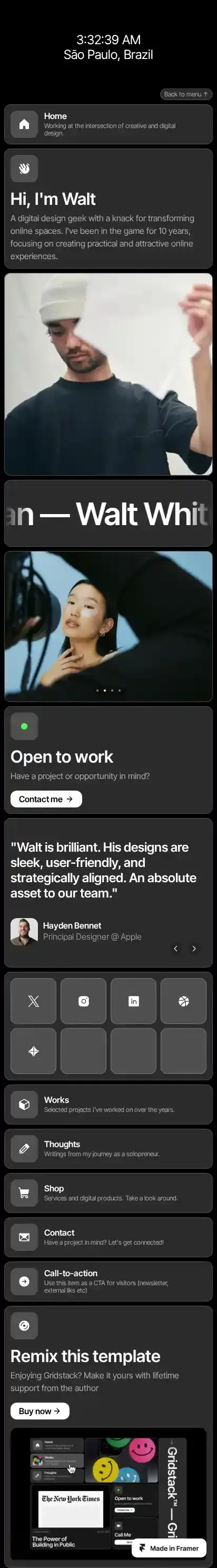 Gridstack 2 home page on mobile
