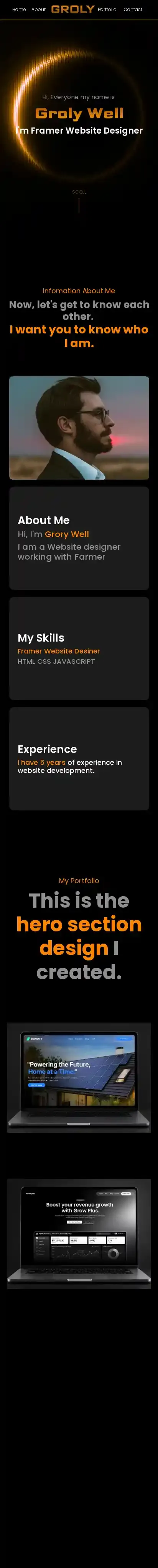 Groly home page on mobile