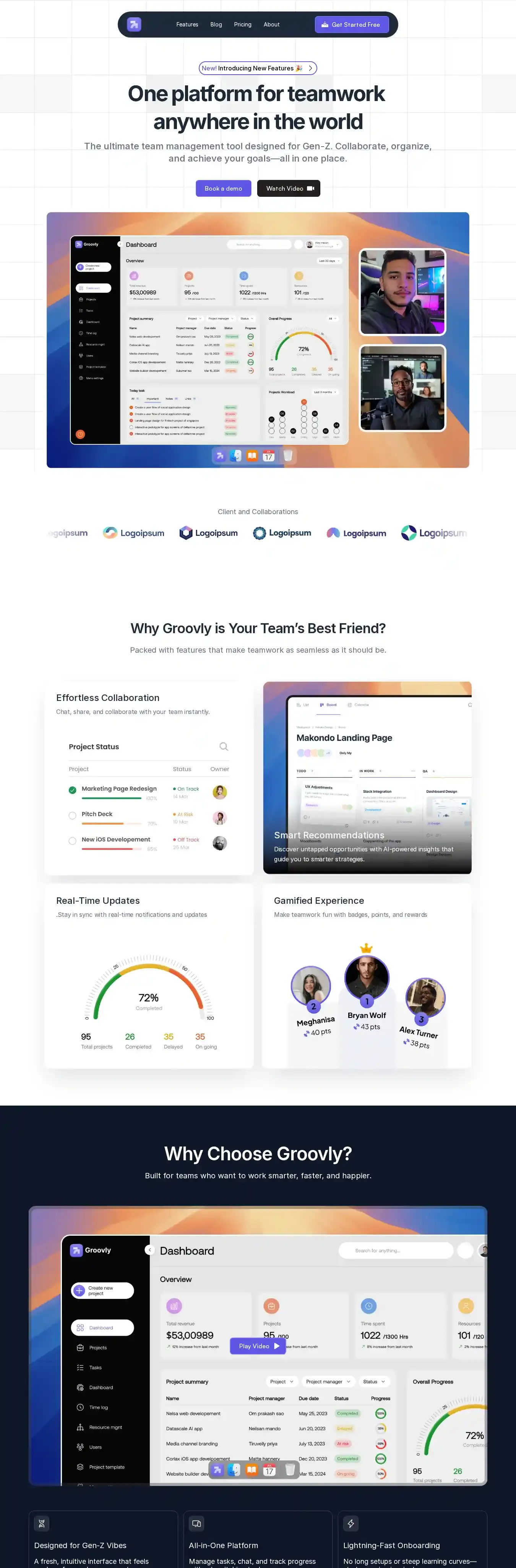 Groovly home page on desktop