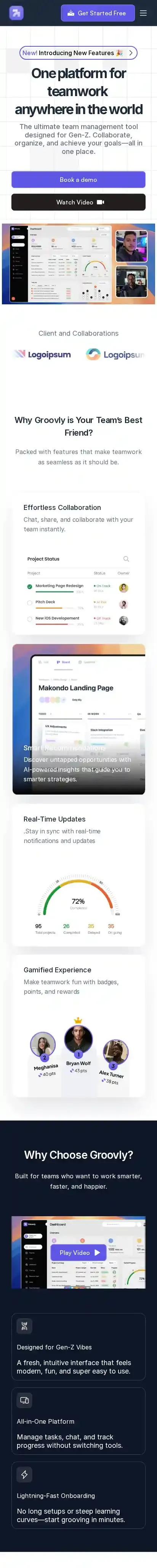 Groovly home page on mobile