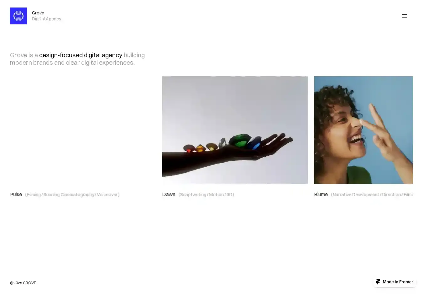 Grove home page on desktop