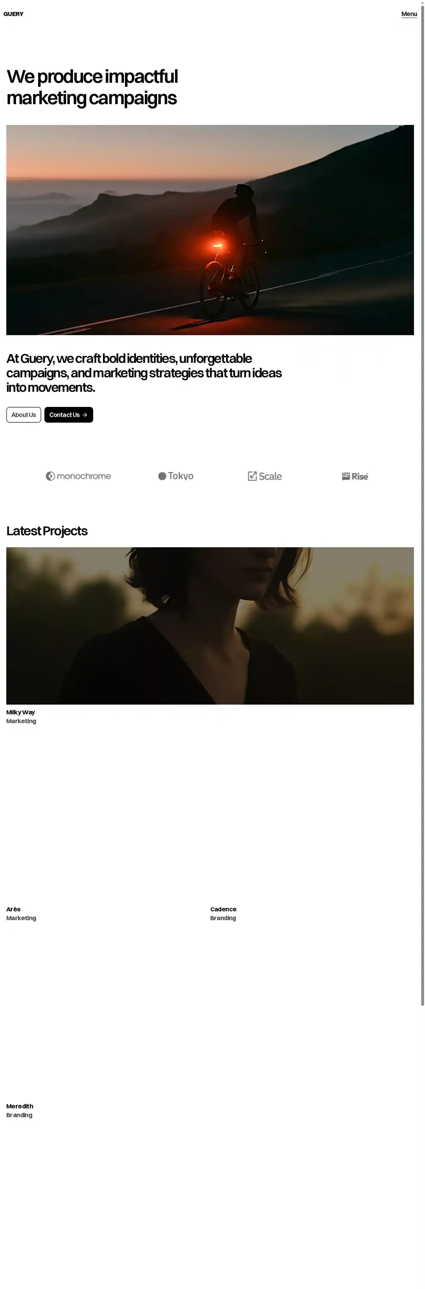 Guery home page on desktop