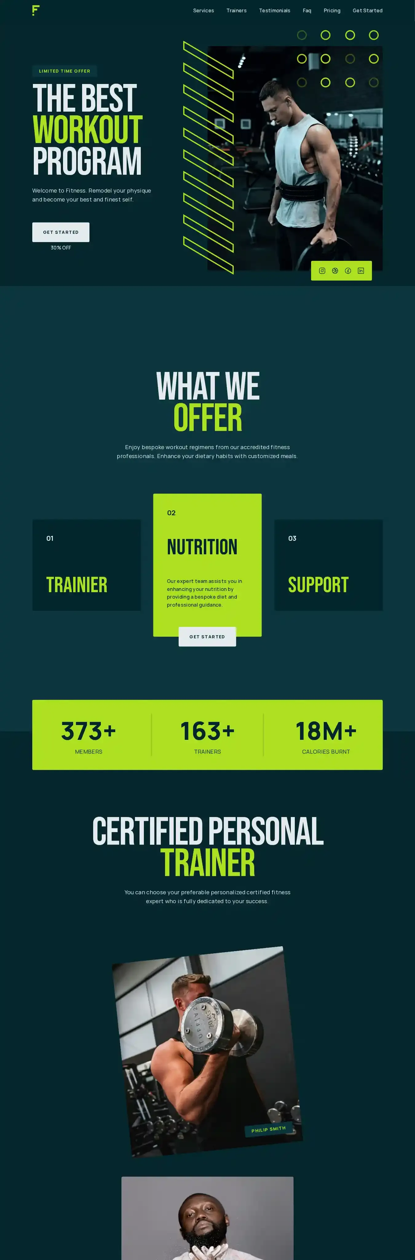 Gymone home page on desktop