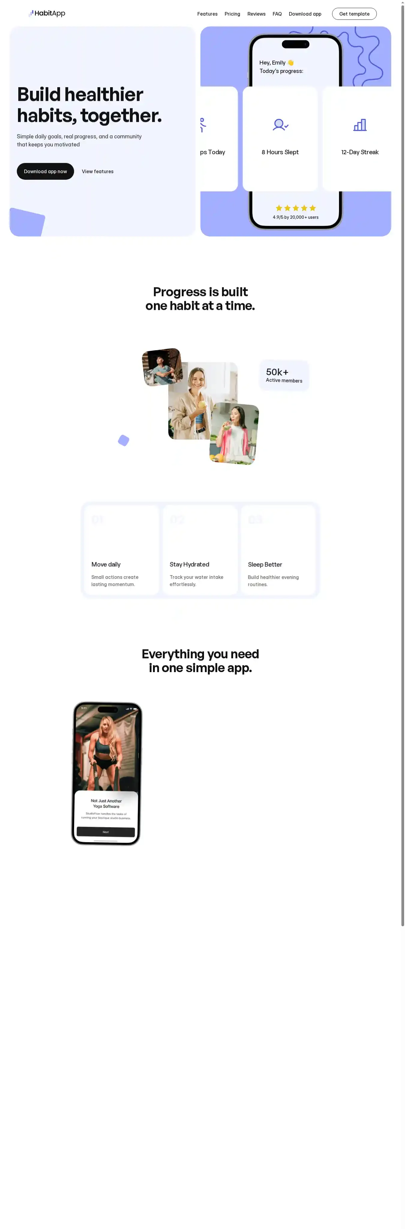 Habitapp home page on desktop