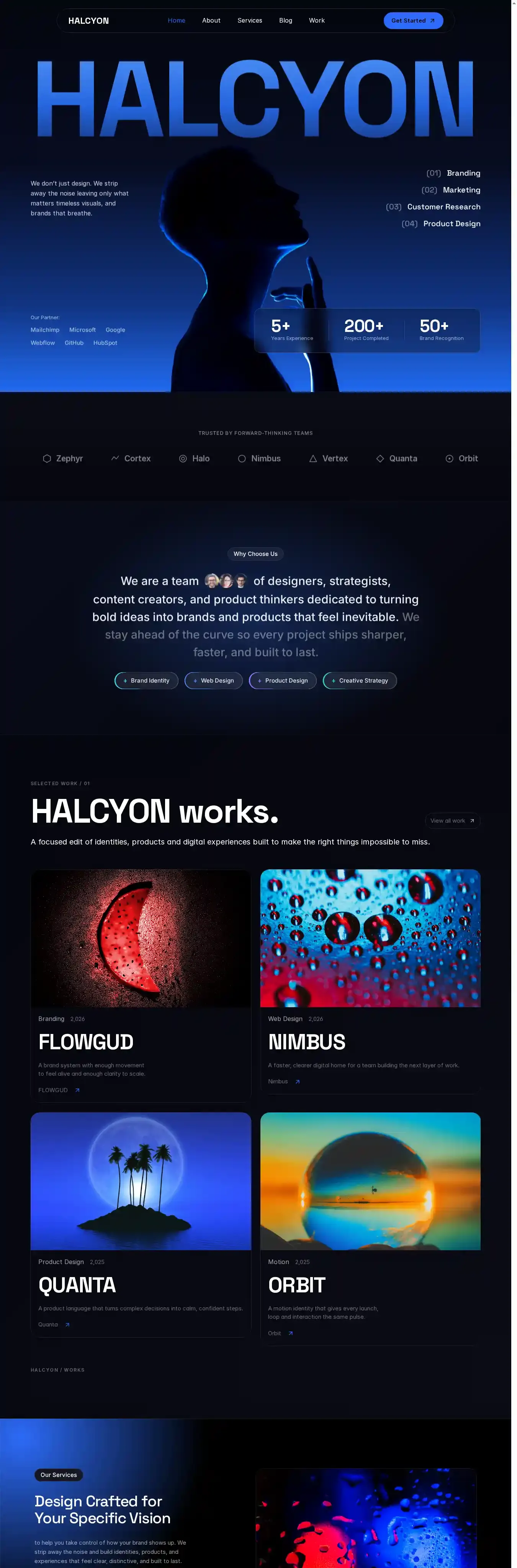 Halcyon X home page on desktop