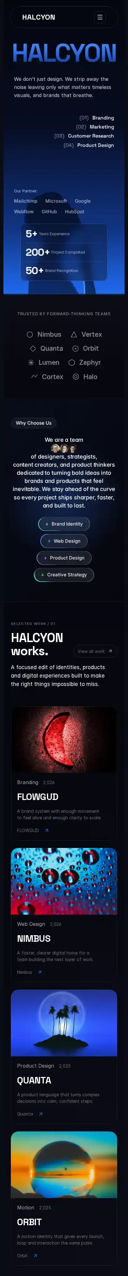 Halcyon X home page on mobile
