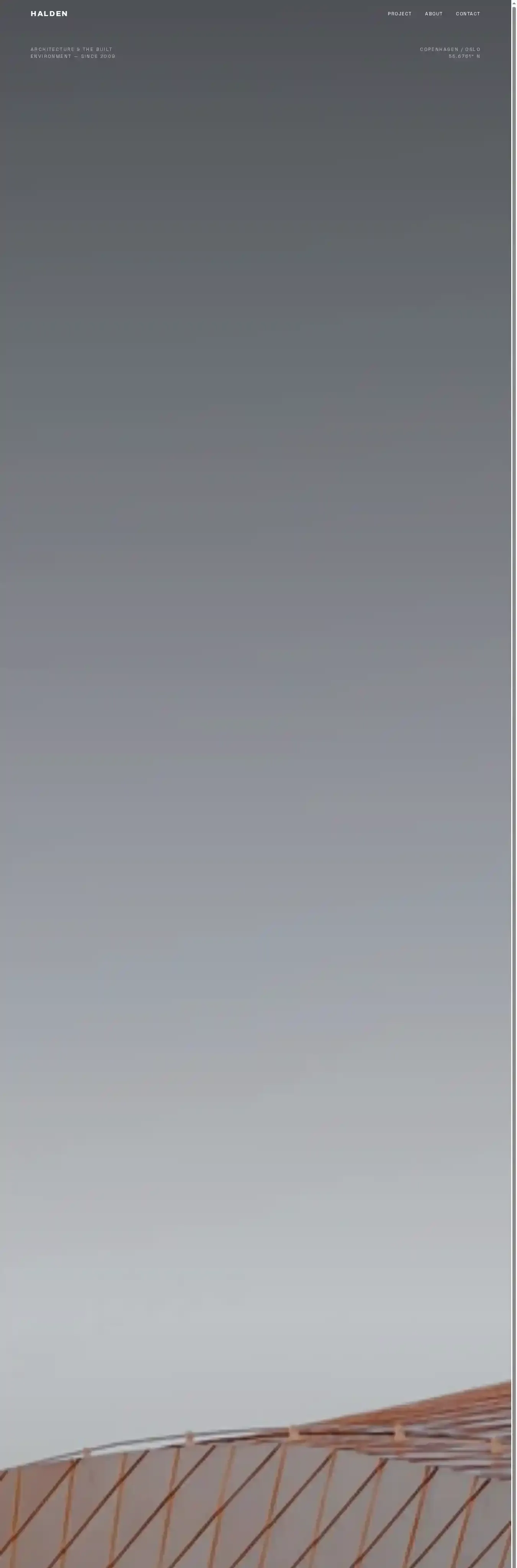 Halden Architect home page on desktop