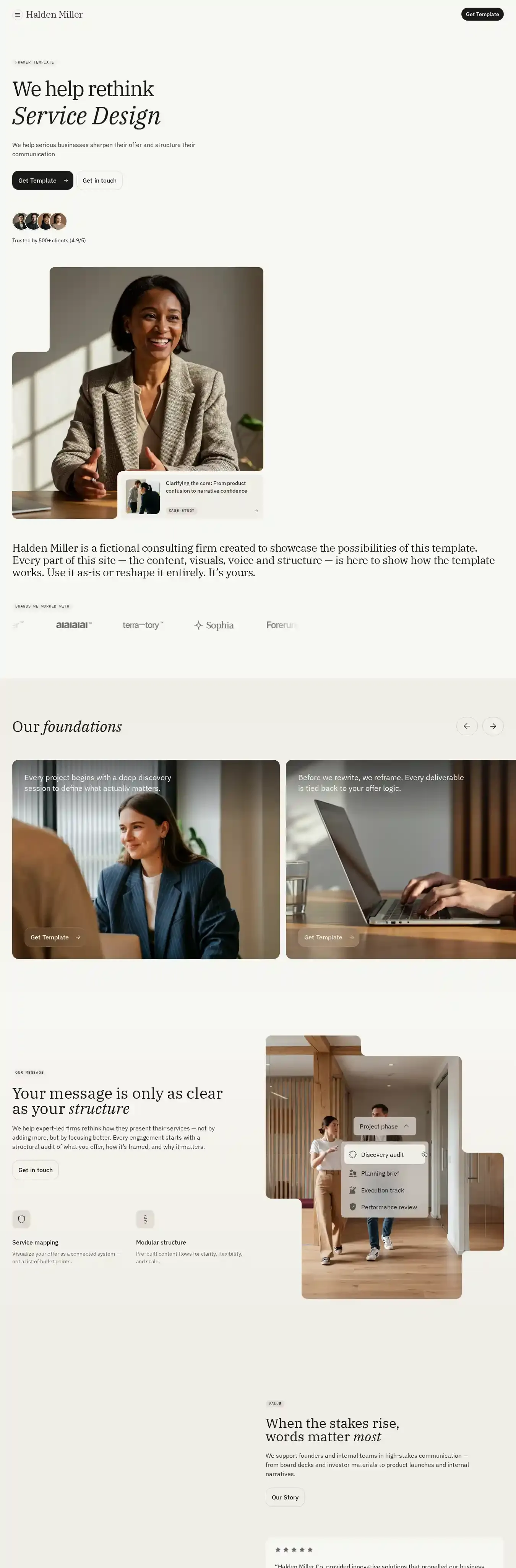 Halden Miller home page on desktop