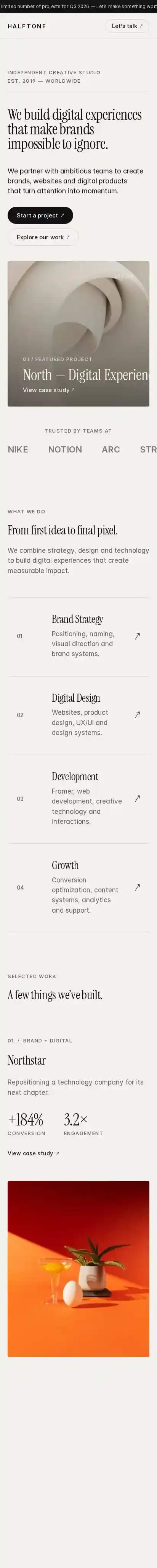 Halftone OS home page on mobile