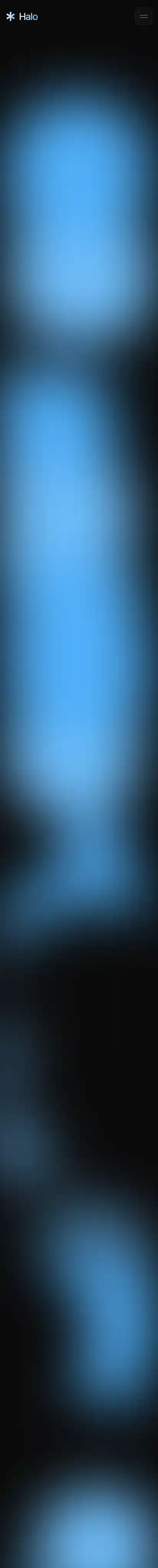 Halo home page on mobile