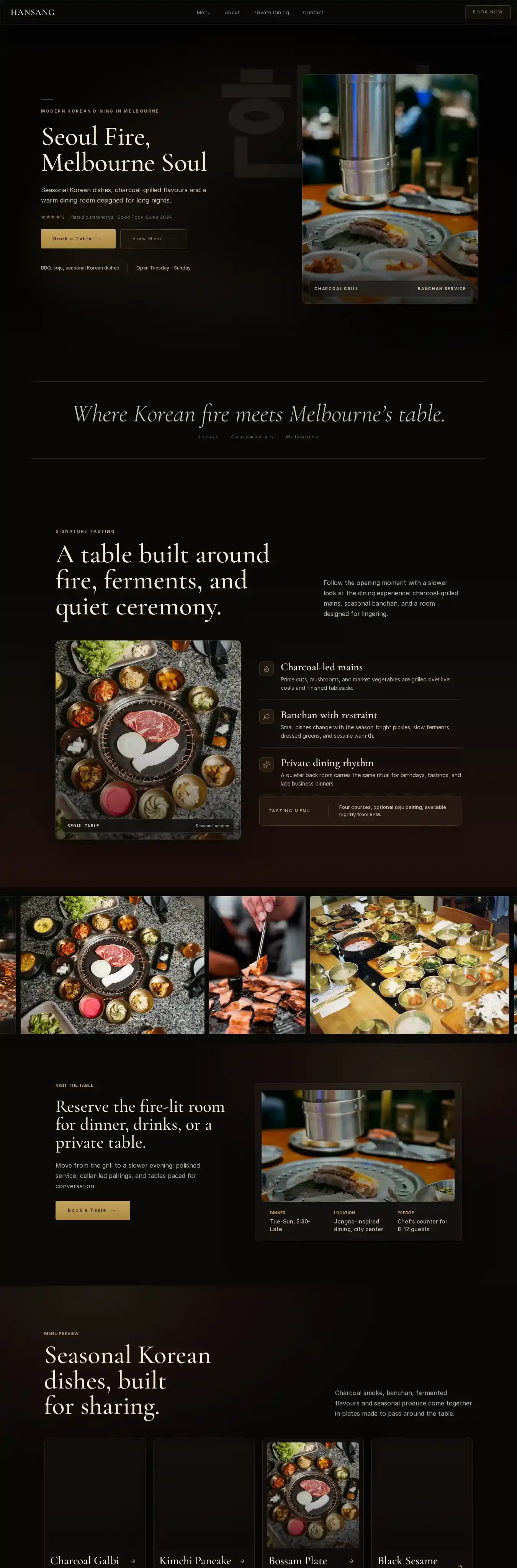 HANSANG home page on desktop