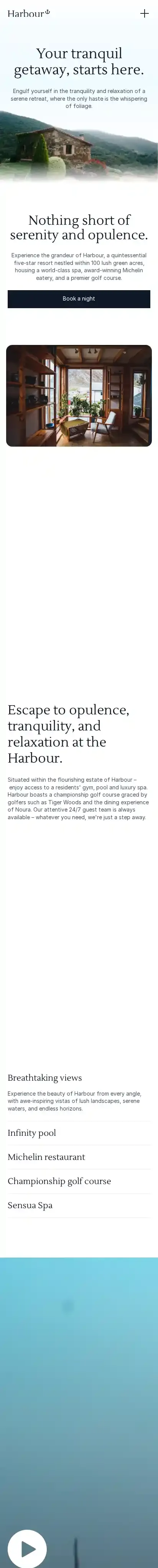 Harbour home page on mobile