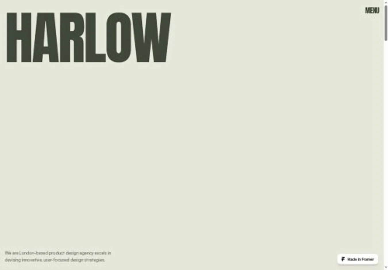 Harlow home page on desktop