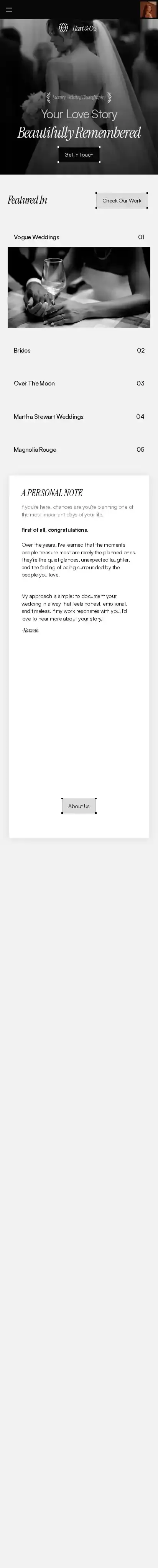 Hart Studio home page on mobile