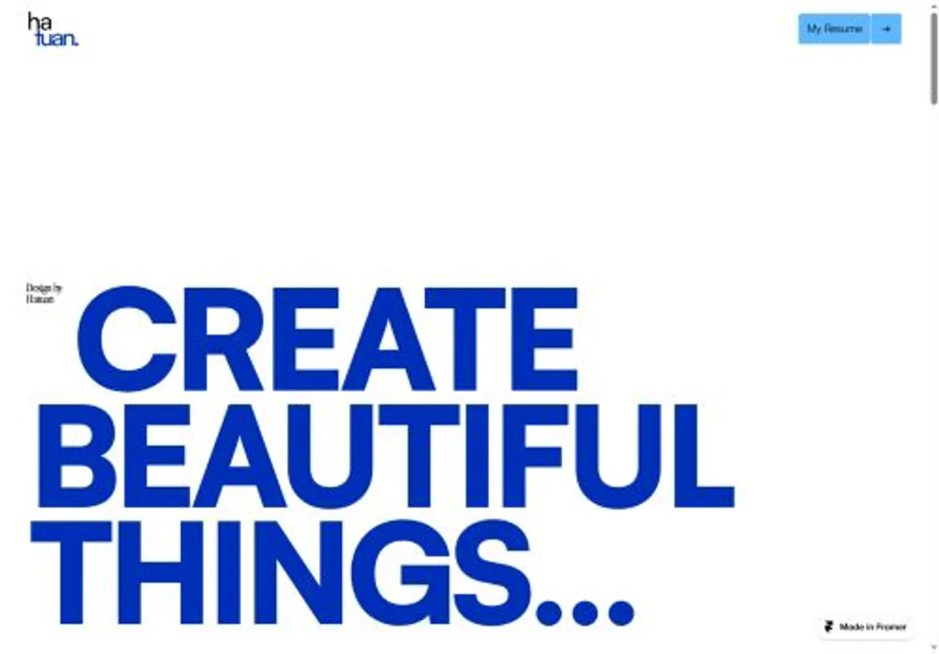 Hatuan Designer home page on desktop