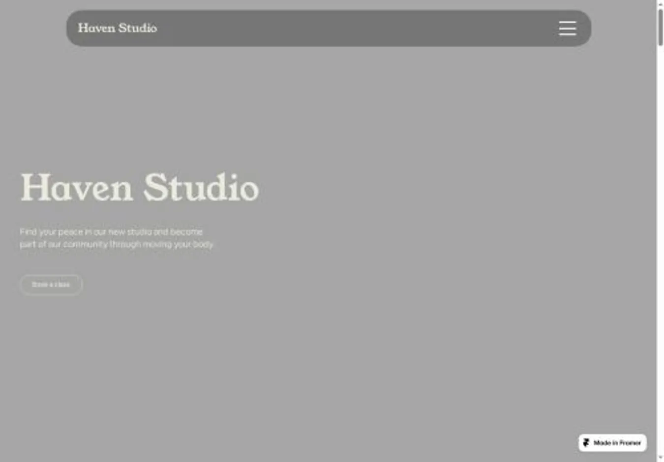 Haven Studio home page on desktop