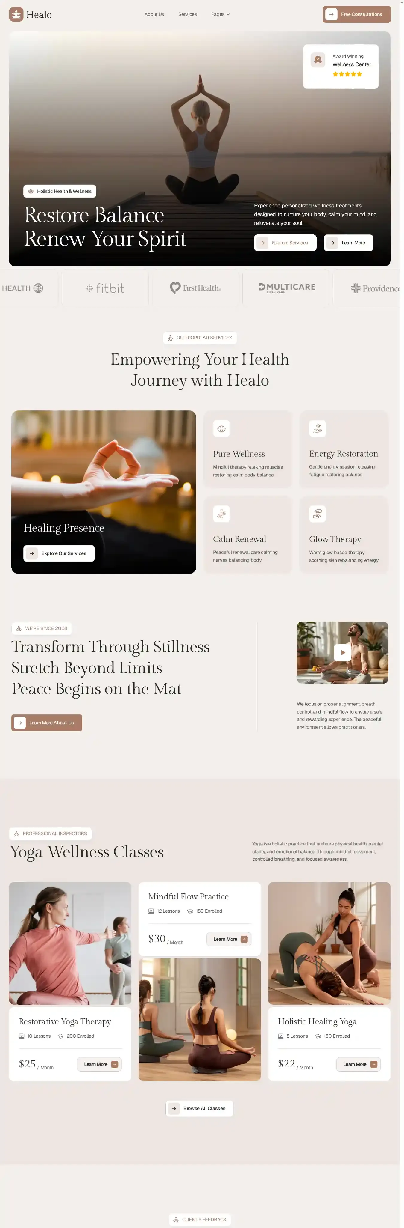 Healo home page on desktop