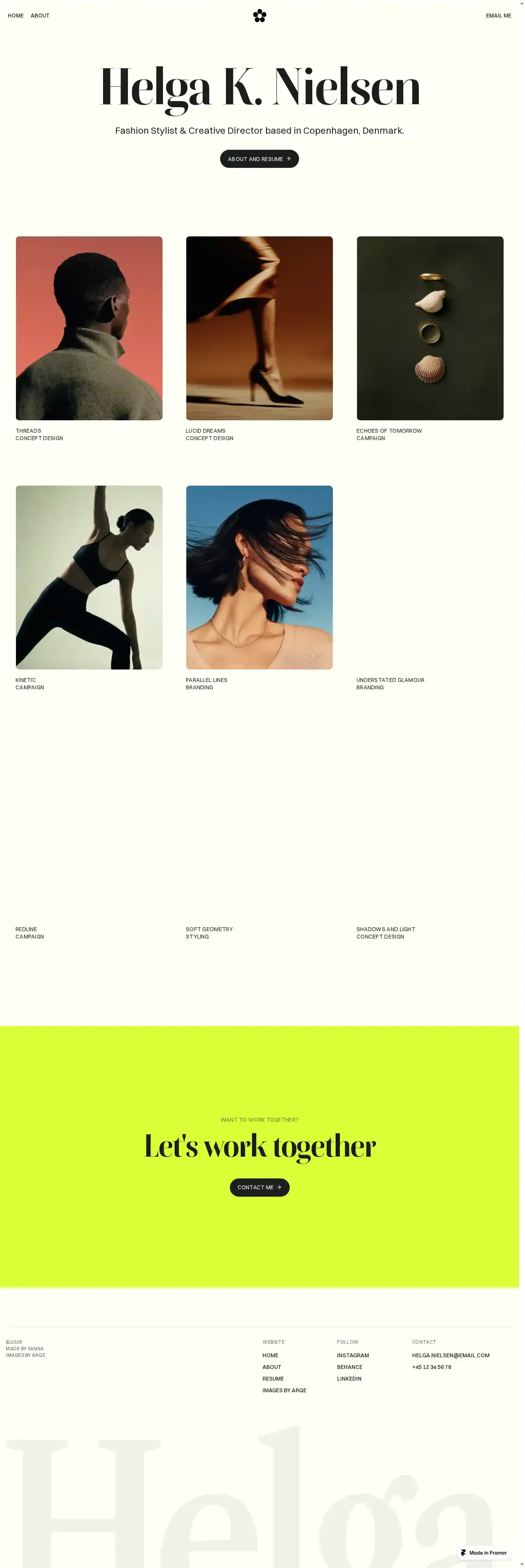 Helga home page on desktop