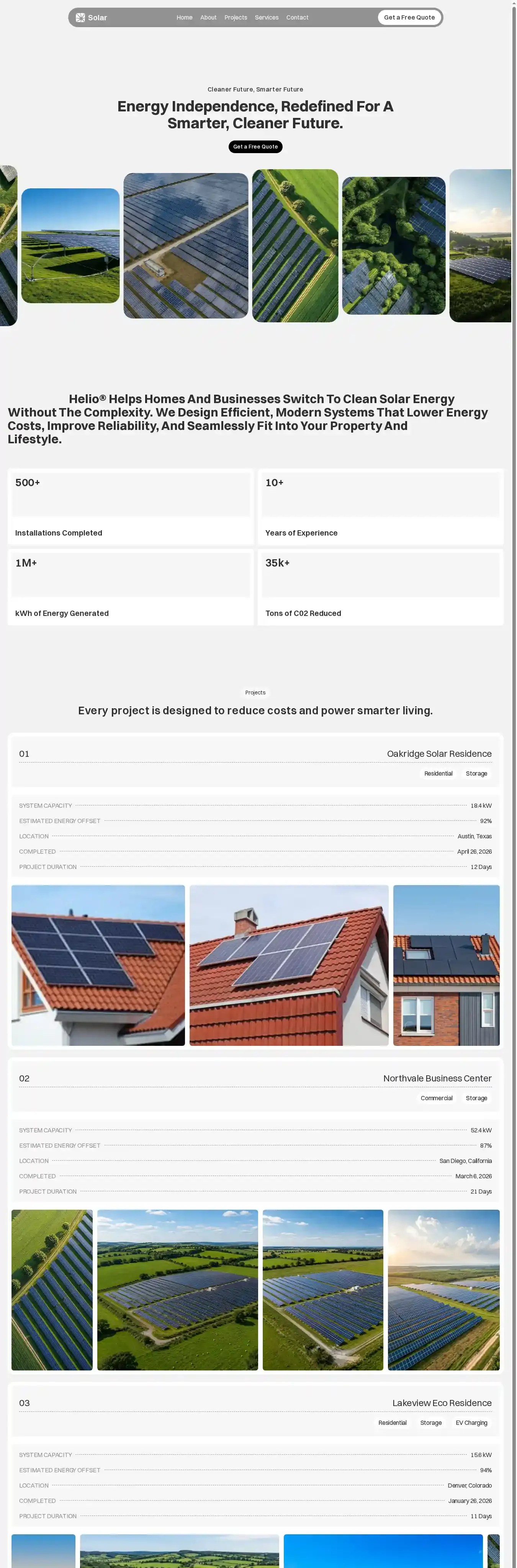 Helio home page on desktop