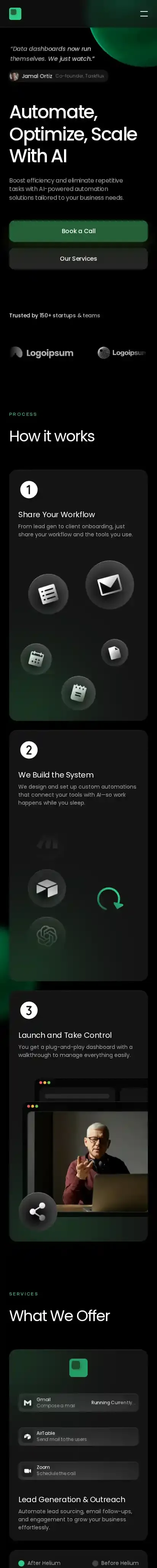 Helium home page on mobile