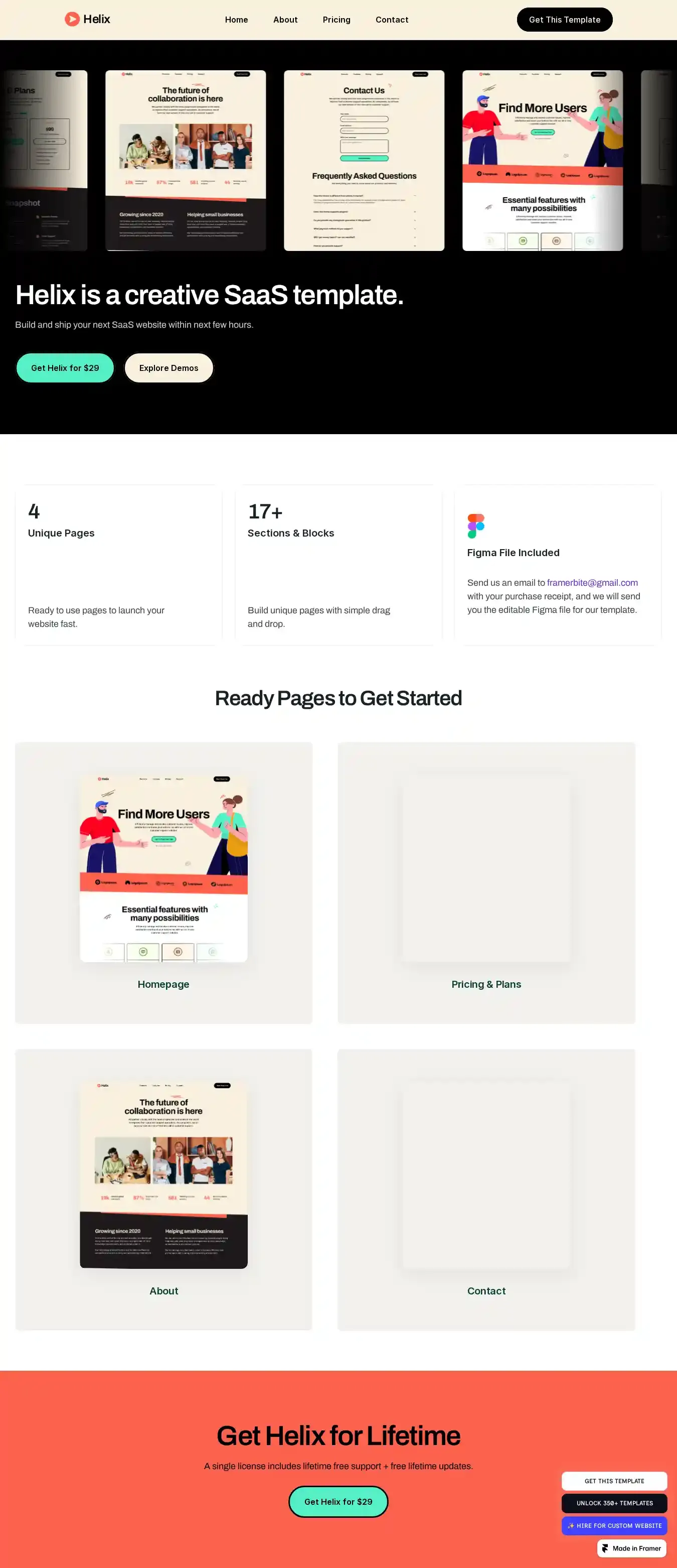 Helix home page on desktop