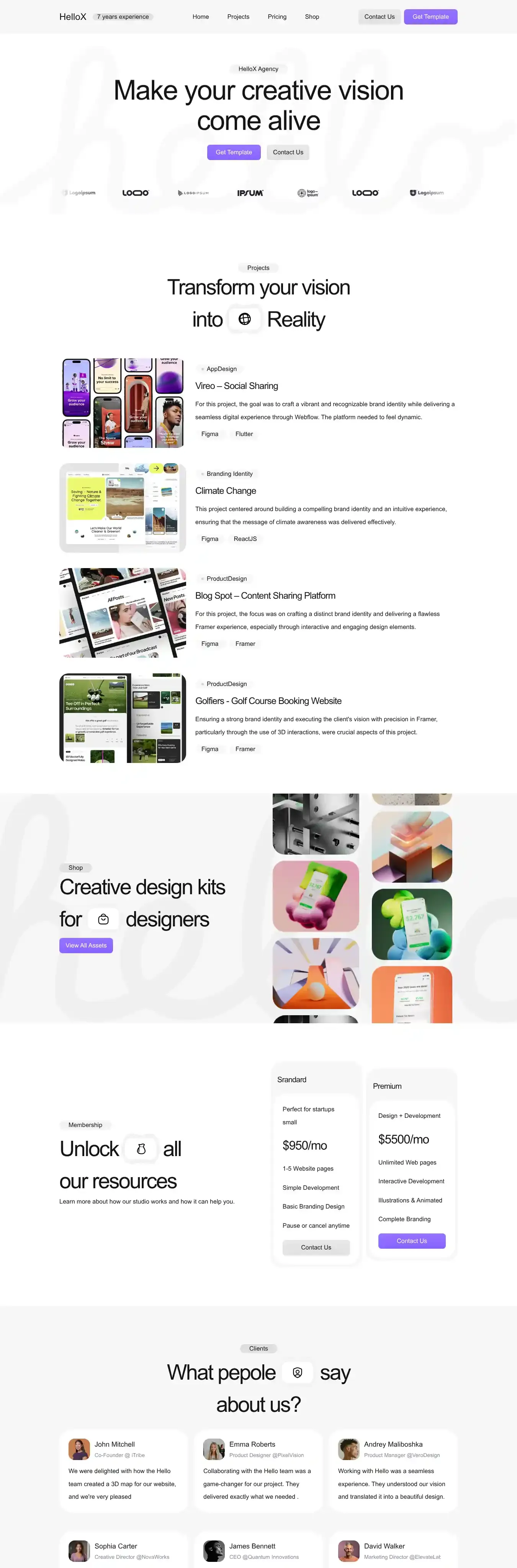 HelloX home page on desktop