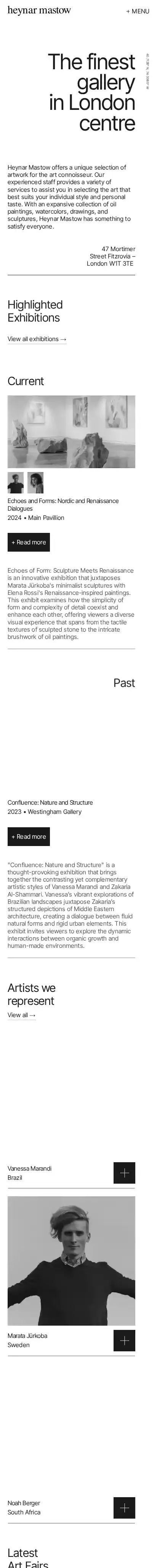 HeynarMastow home page on mobile