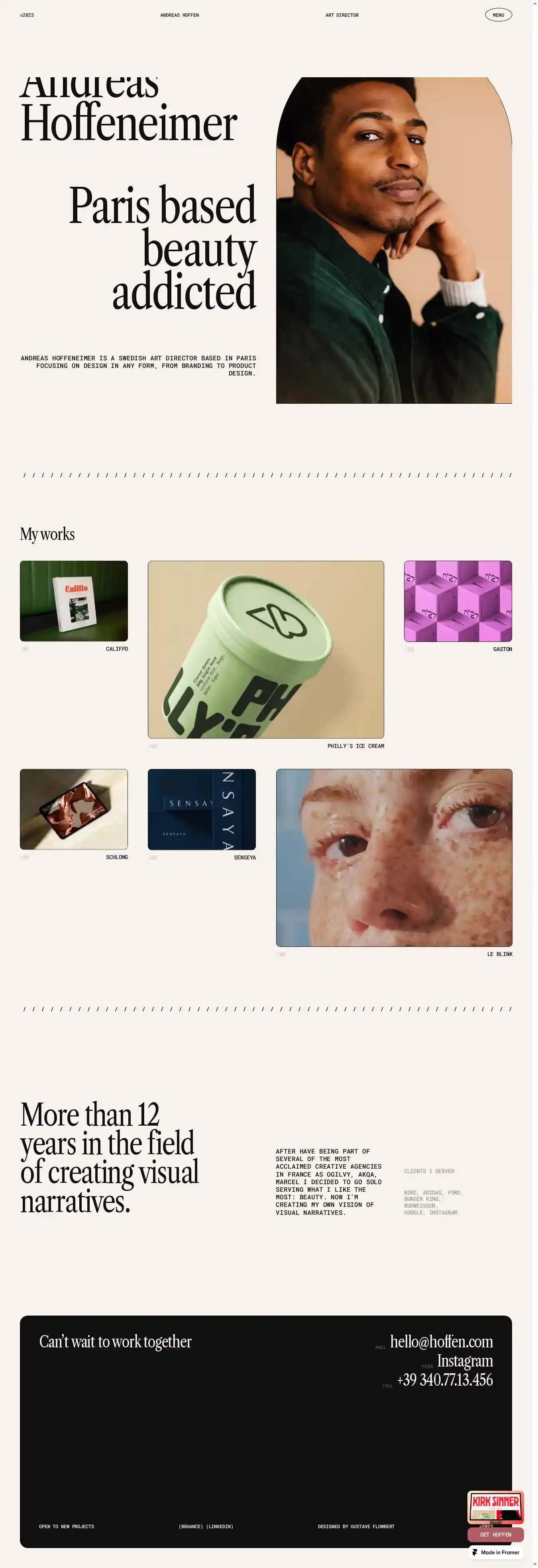 Hoffen home page on desktop