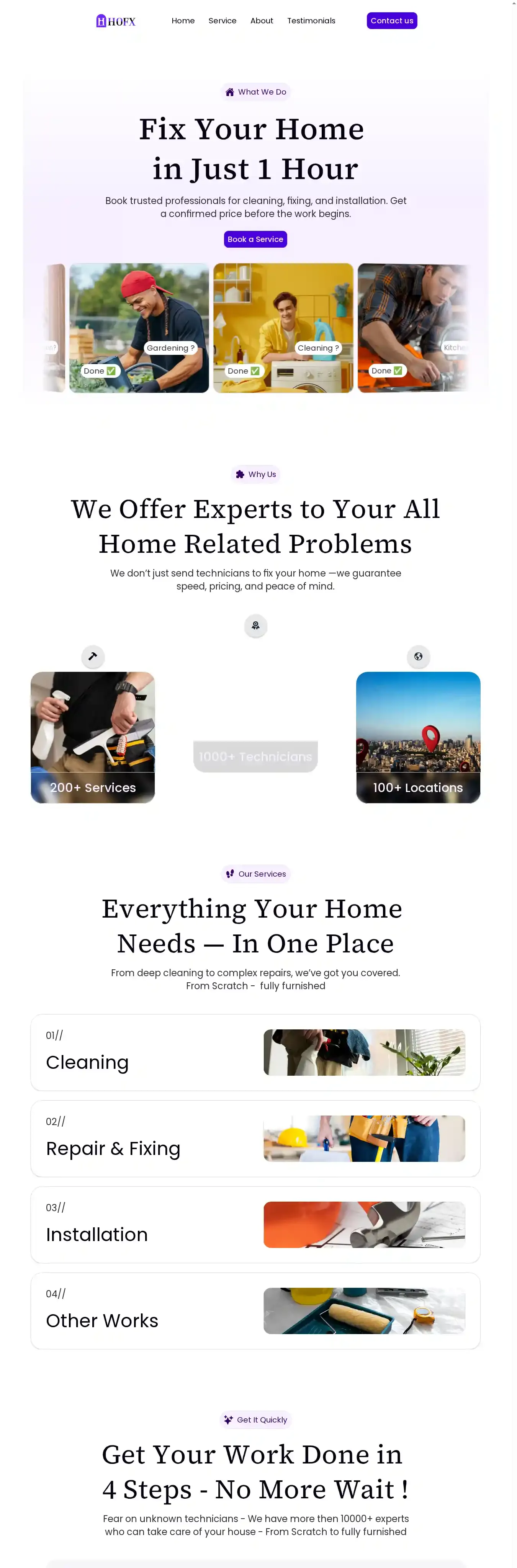 HOFX home page on desktop