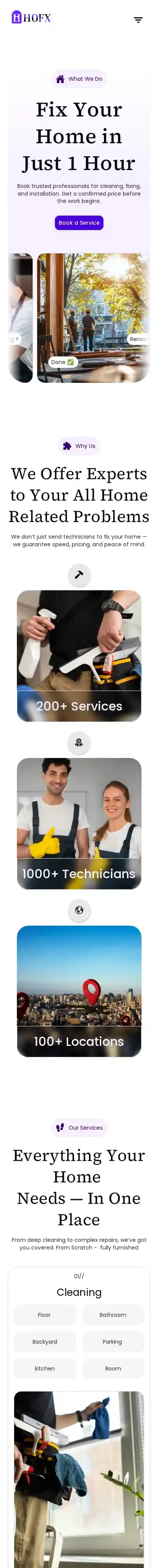 HOFX home page on mobile