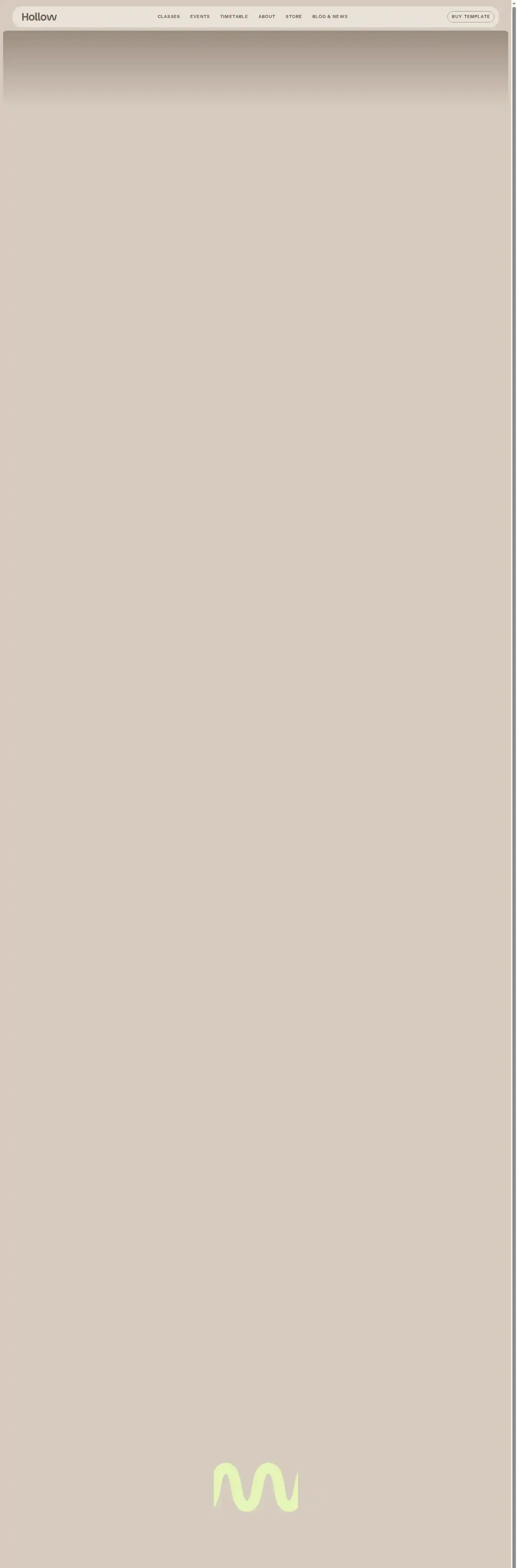 Hollow Wellness home page on desktop