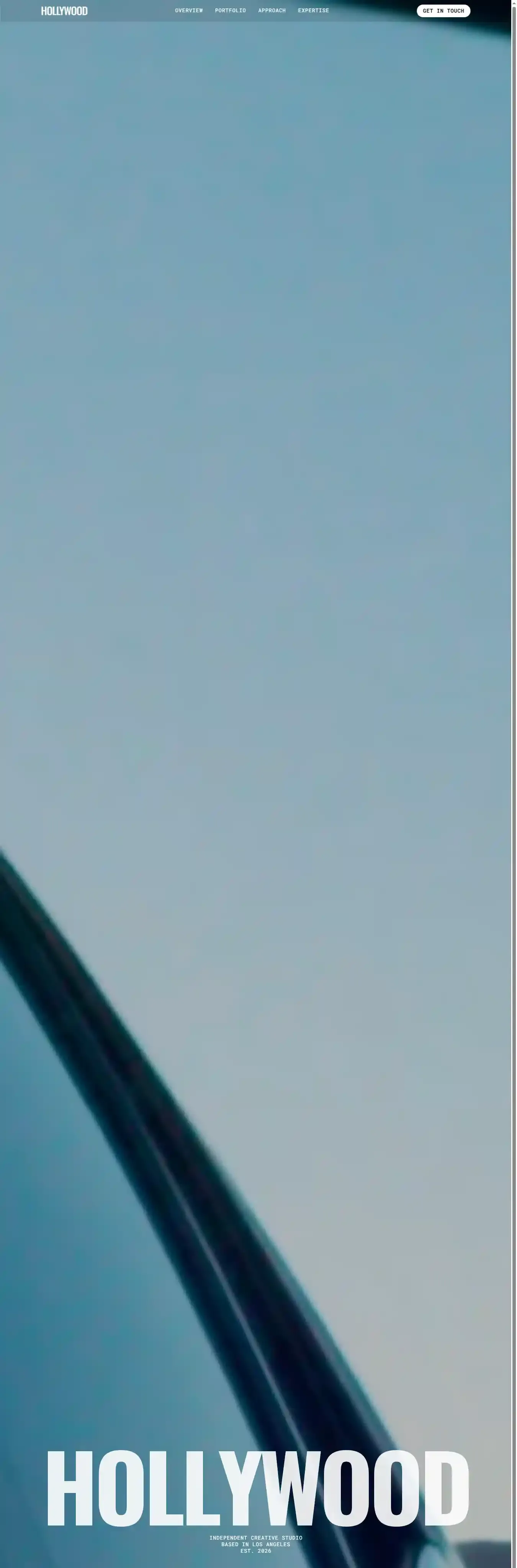 Hollywood home page on desktop