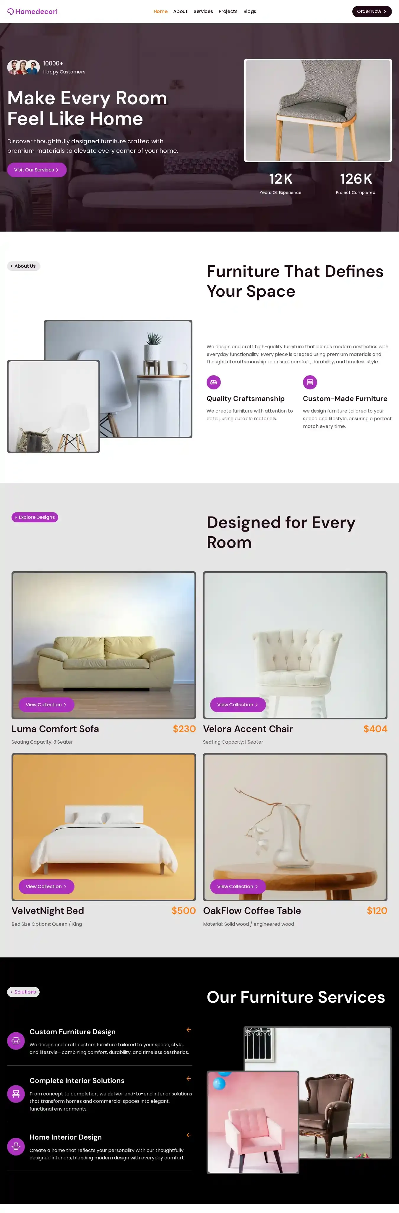 Homedecori Home home page on desktop