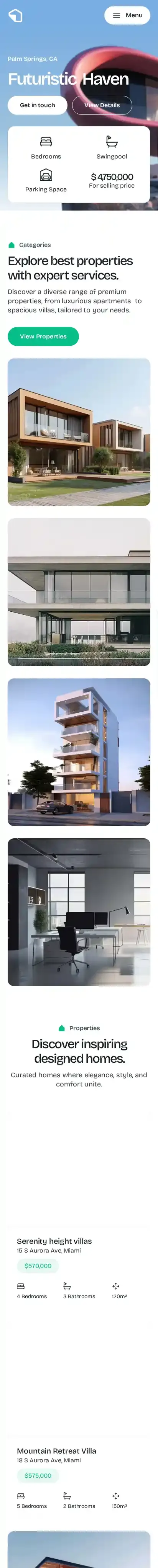Homely home page on mobile