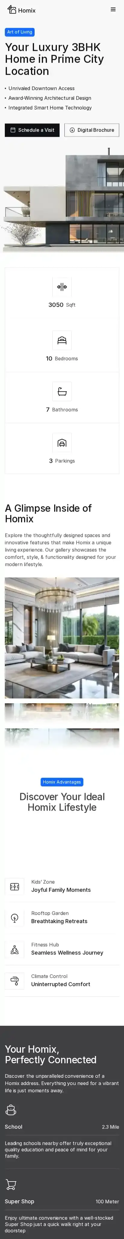 Homix home page on mobile