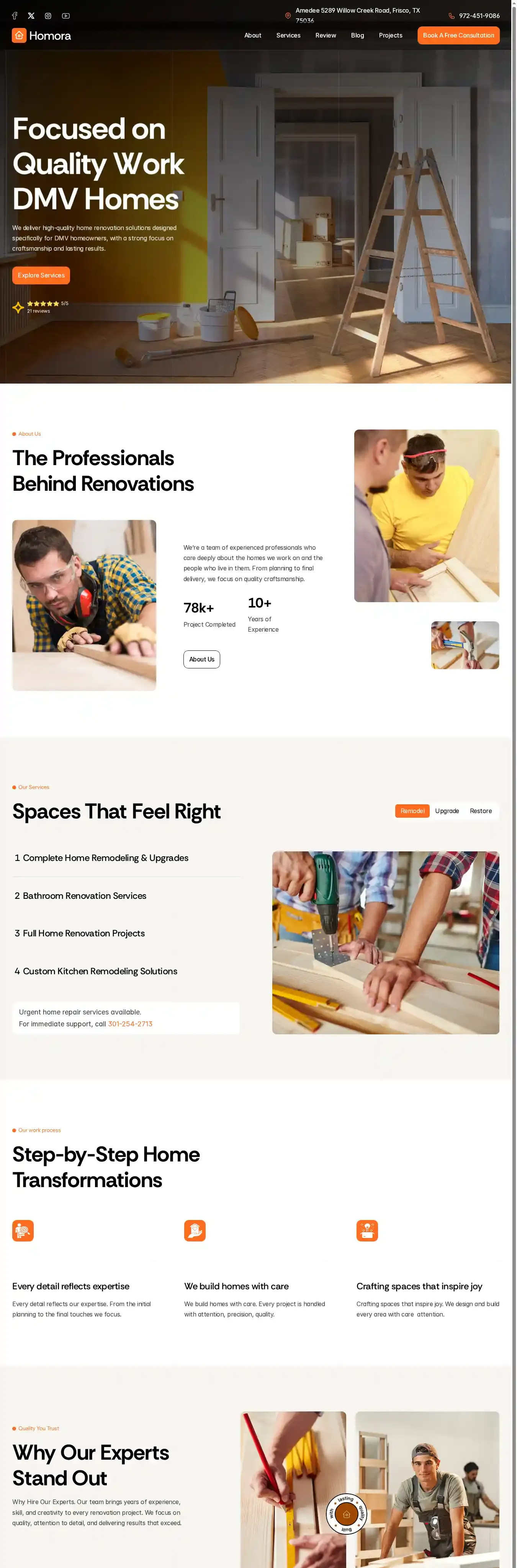 Hommora home page on desktop
