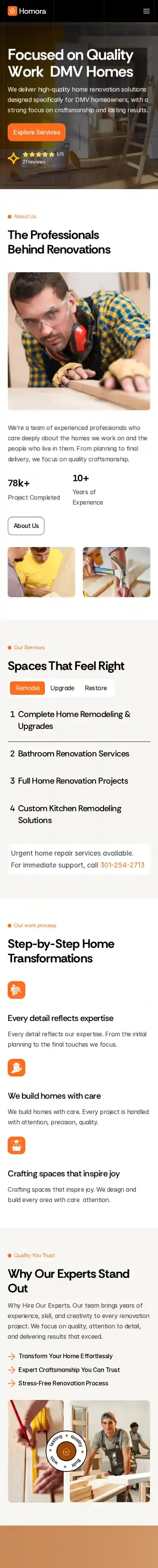 Hommora home page on mobile