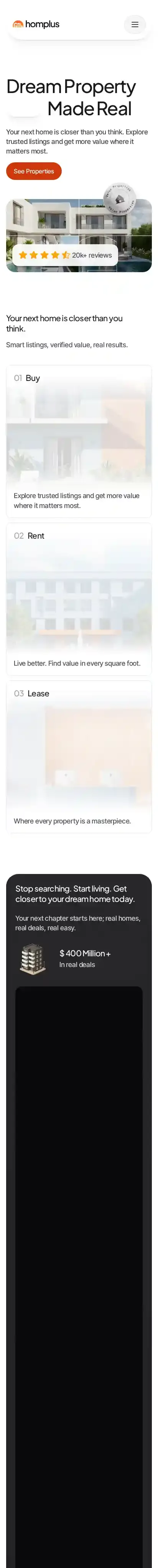 Homplus home page on mobile