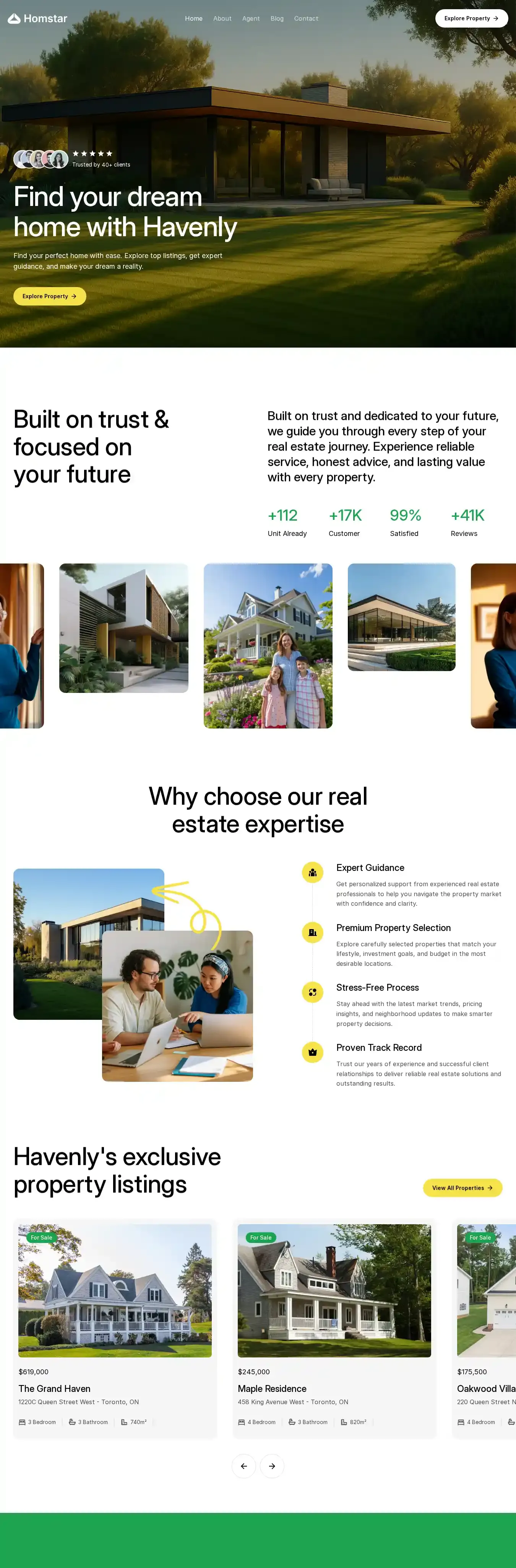 Homstar home page on desktop