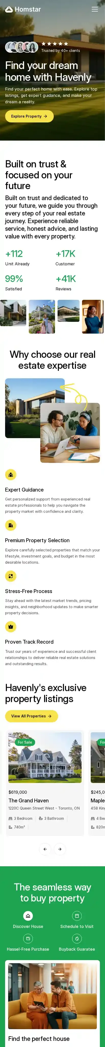 Homstar home page on mobile